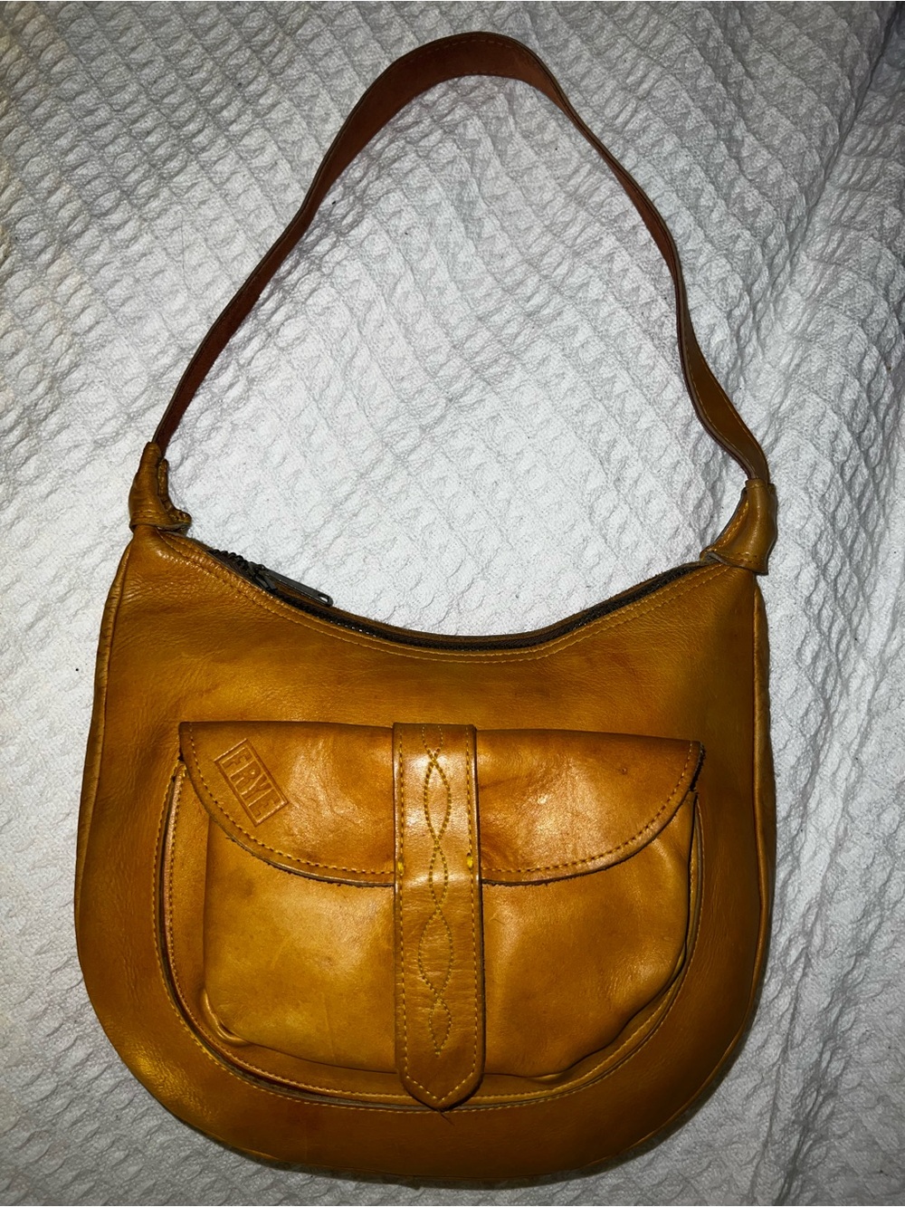 Vintage Frye Leather Hobo Shoulder Bag Saddle Brown USA Boho Distressed Patina